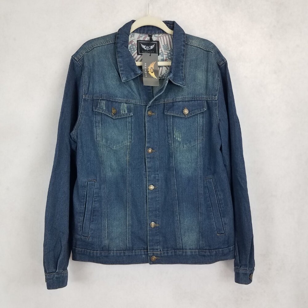 NEW Alliance Men's XL Cotton Denim Jacket in Cowboy Blue NWT - Picture 2 of 10